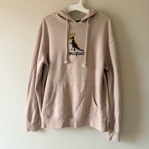 Basquiat Khaki Tan Graphic Hoodie Size Medium Unisex Skater Streetwear